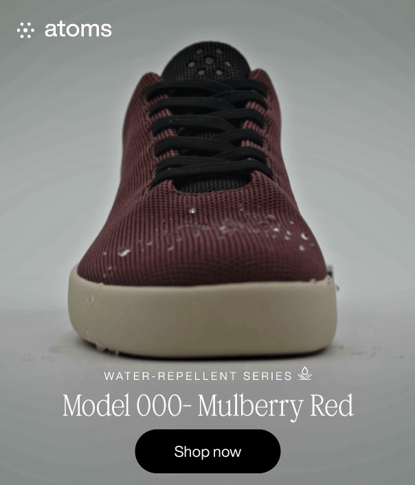 Atoms. Water-repellent series. Model 000 - Mulberry Red. Shop Now. Gif.