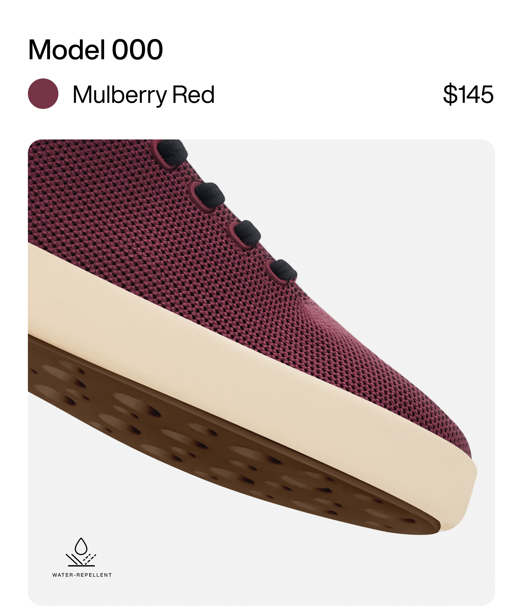 Model 000 Mulberry Red $145 water-repellent