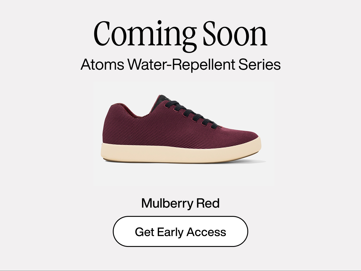 Coming Soon. Atoms water-repellent series. Mulberry Red. Get early access.