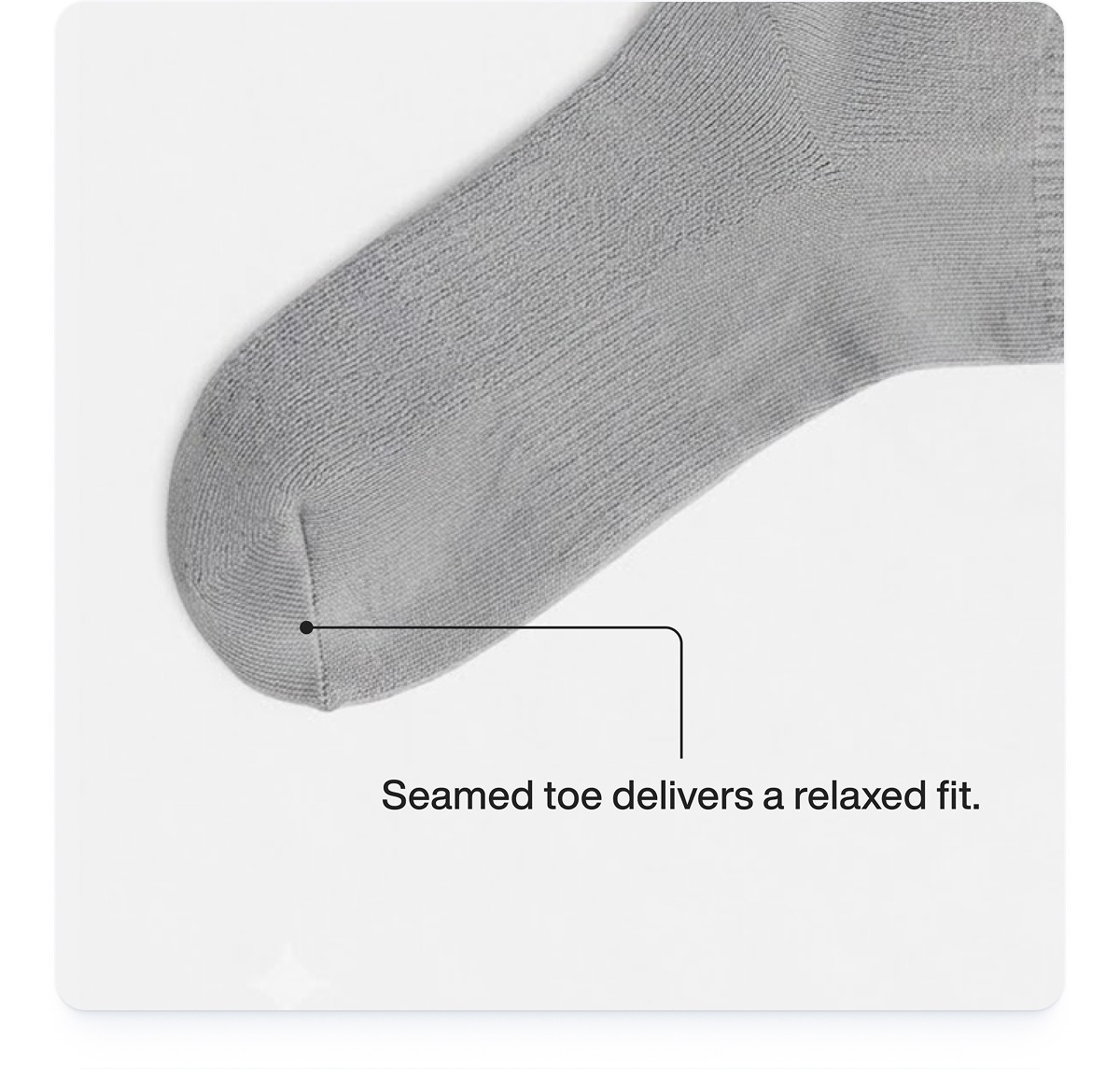 The classic crew socks have a seamed toe that delivers a relaxed fit