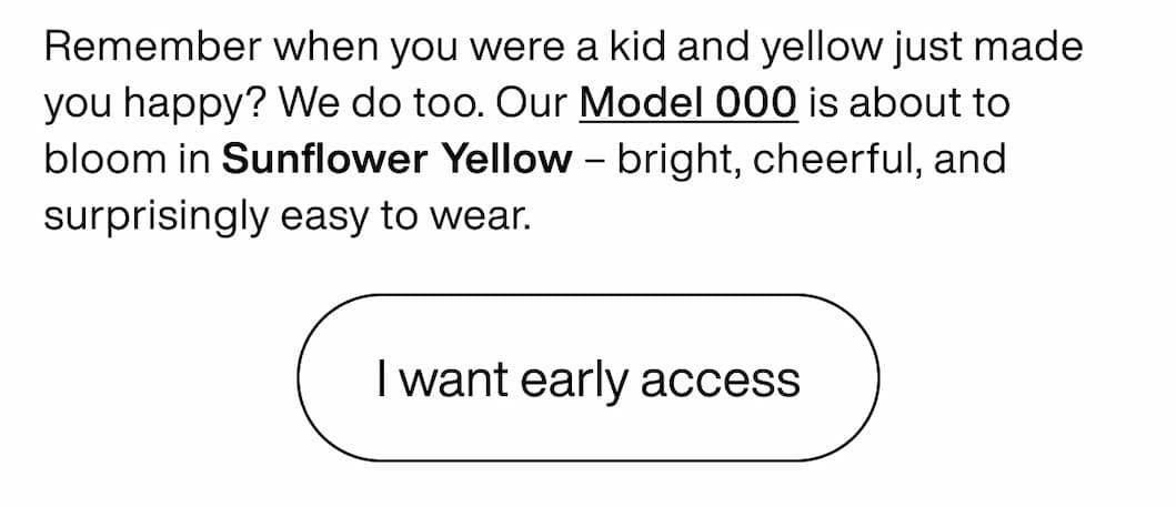 Only 500 pairs. Sign up now for early access before launch day. I want early access