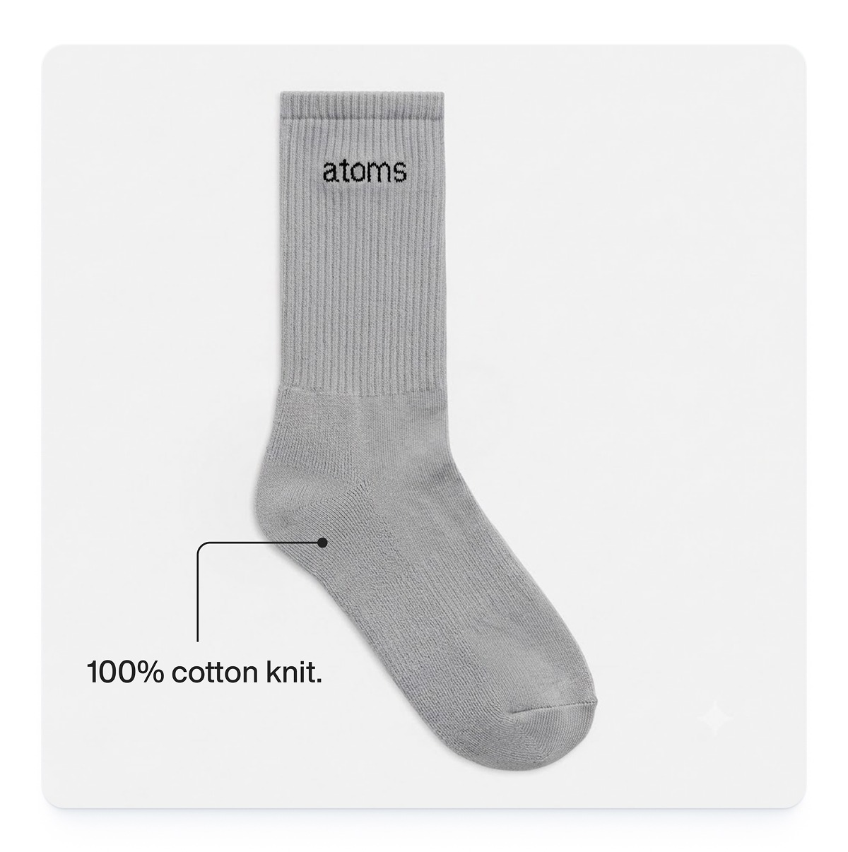 The classic crew socks have a 100% cotton knit body
