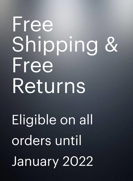 Free Shipping & Free Returns. Eligible on all orders until January 2022. 
