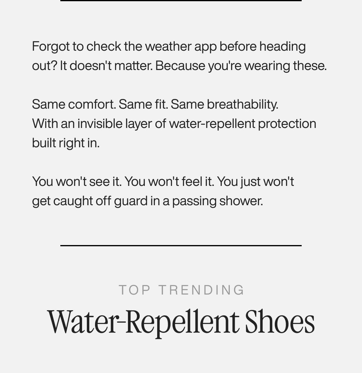 A pair of stylish water repellent shoes displayed on a neutral background, showcasing their sleek design and functionality.