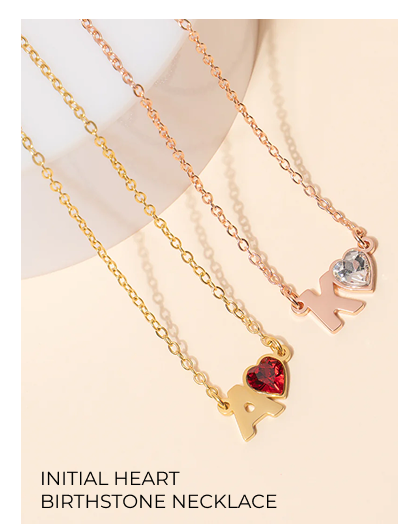 Initial Heart Birthstone Necklace