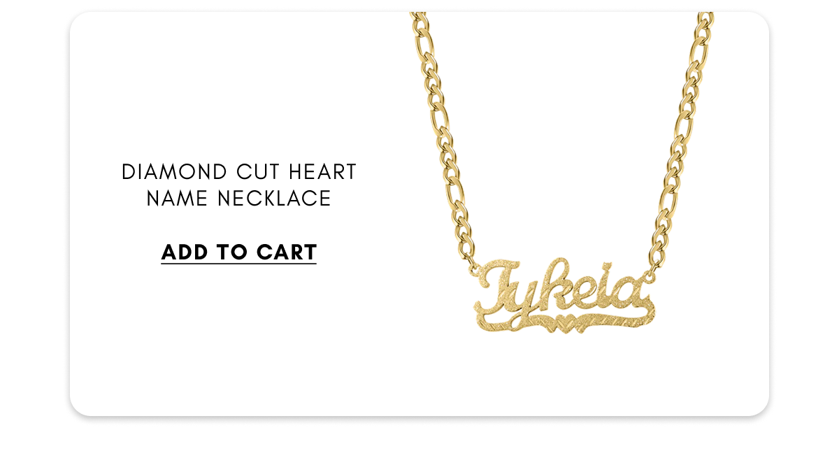 Diamond Cut Heart Name Necklace