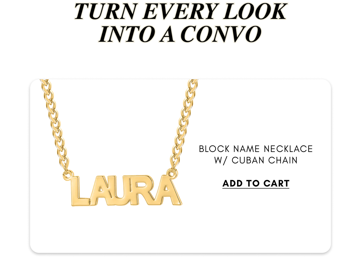 Block Name Necklace w/ Cuban Chain