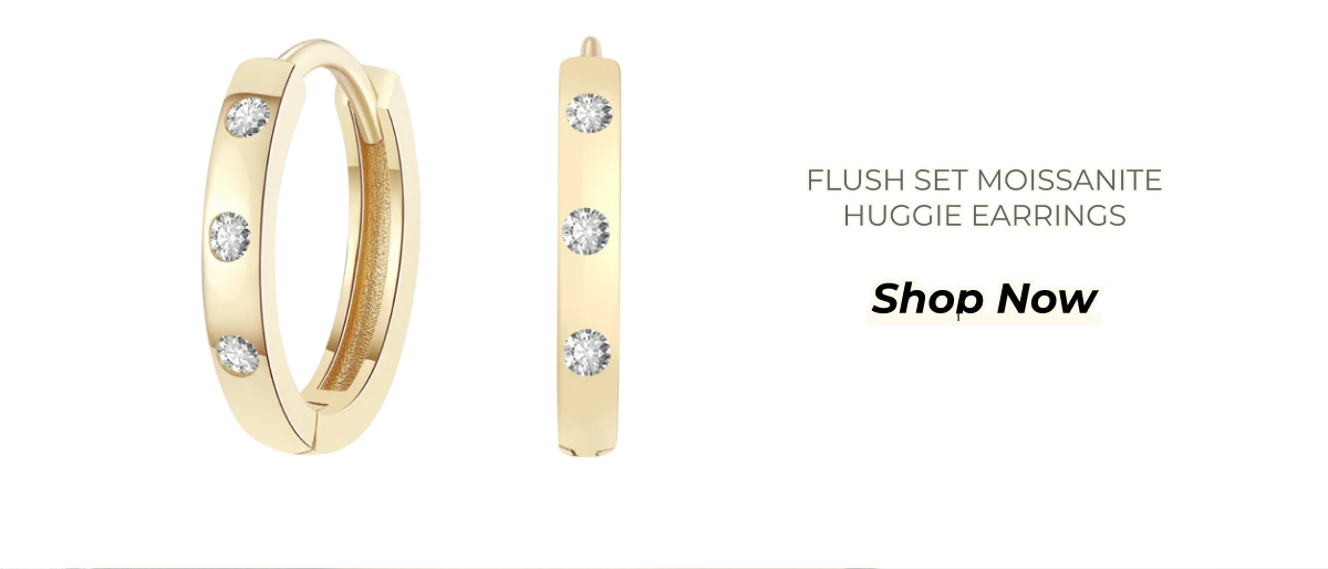 Flush Set Moissanite Huggie Earrings