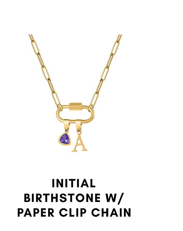 Initial Birthstone w/ Paper Clip Chain