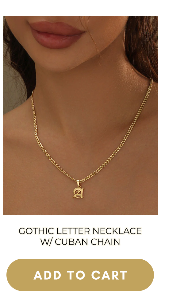 Gothic Letter Necklace w/ Cuban Chain