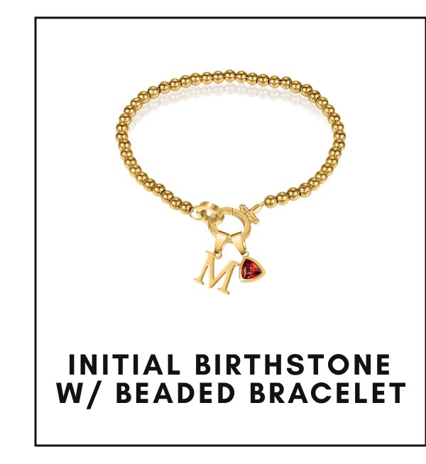 Initial Birthstone w/ Beaded Bracelet