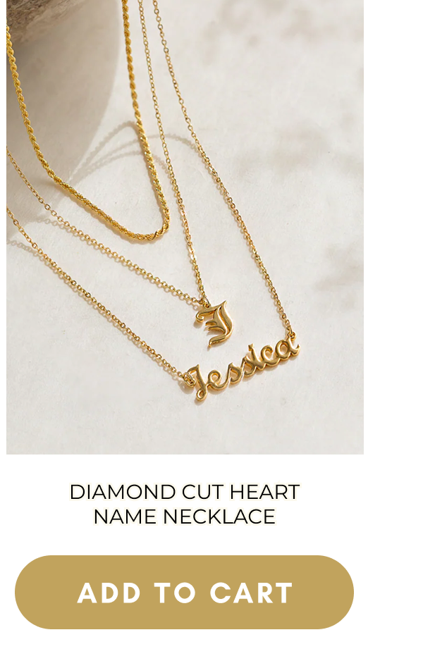 Diamond Cut Heart Name Necklace