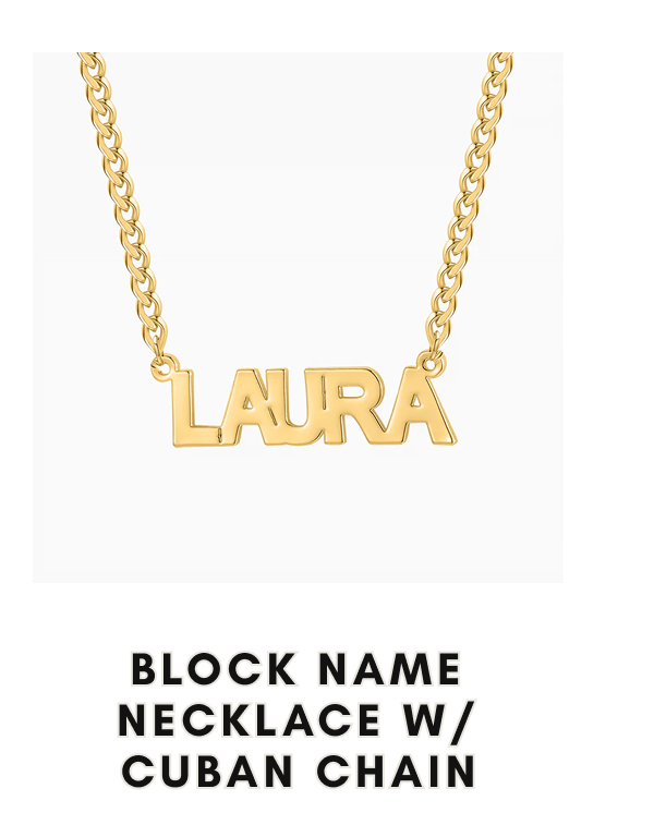 Block Name Necklace w/ Cuban Chain