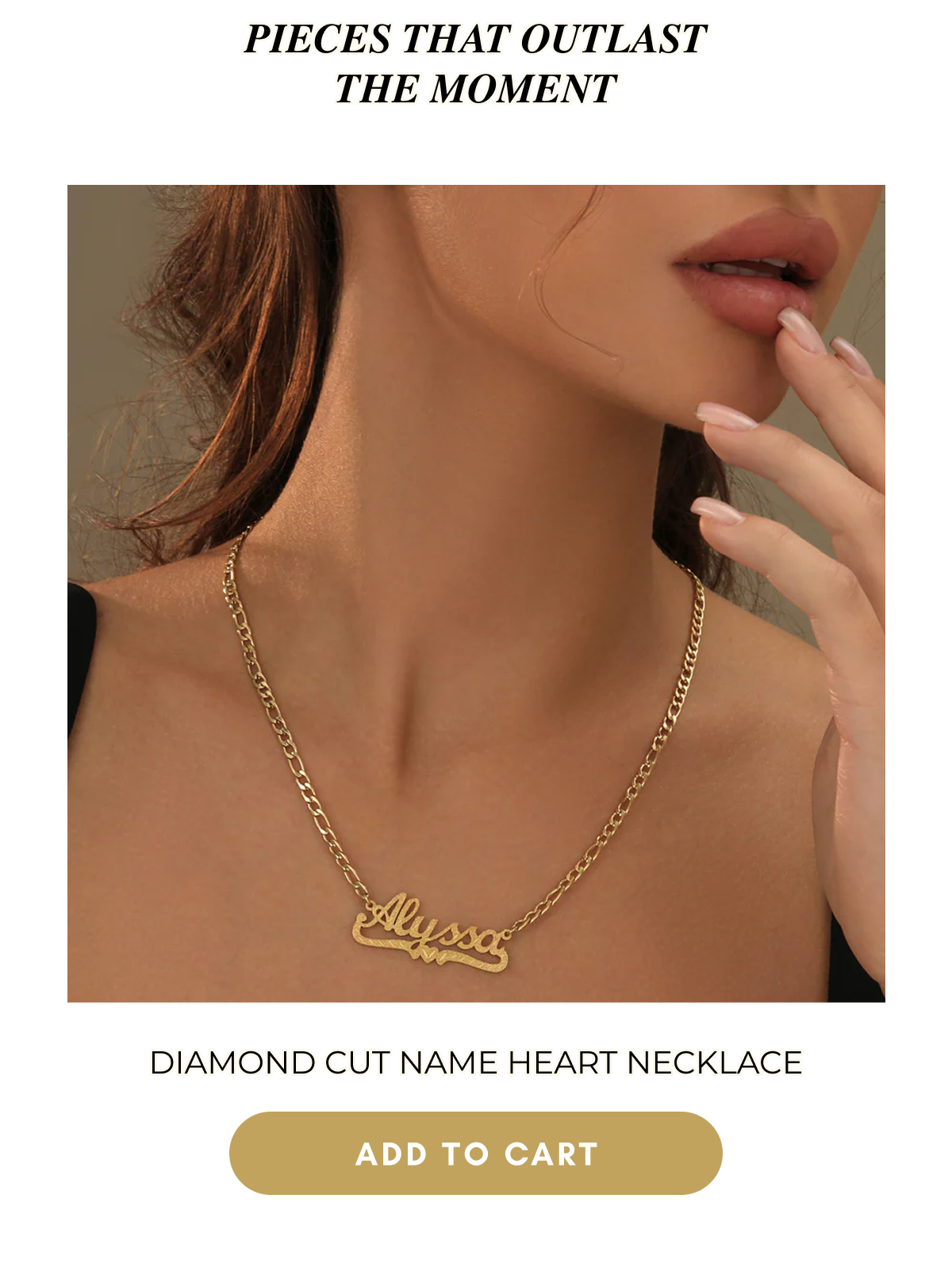 Pieces That Outlast The Moment DIAMOND CUT NAME HEART NECKLACE