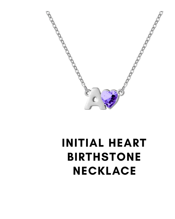 Initial Heart Birthstone Necklace