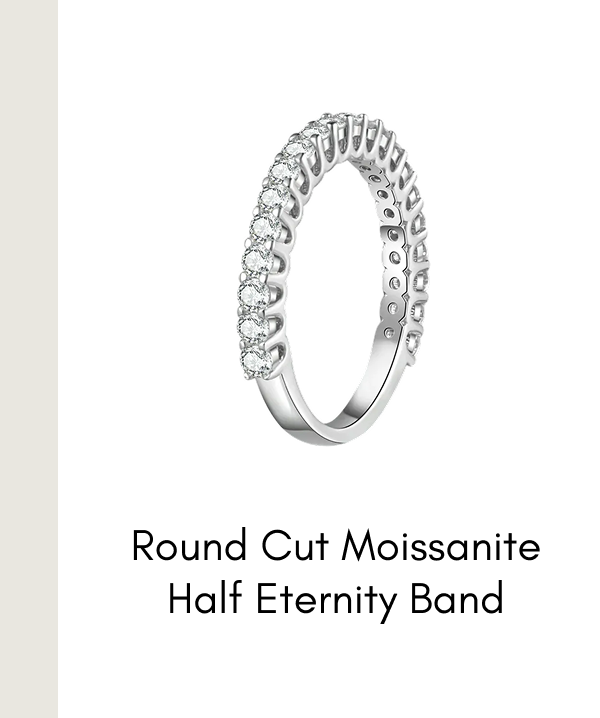 Round Cut Moissanite Half Eternity Band