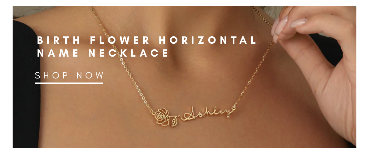 BIRTH FLOWER HORIZONTAL NAME NECKLACE