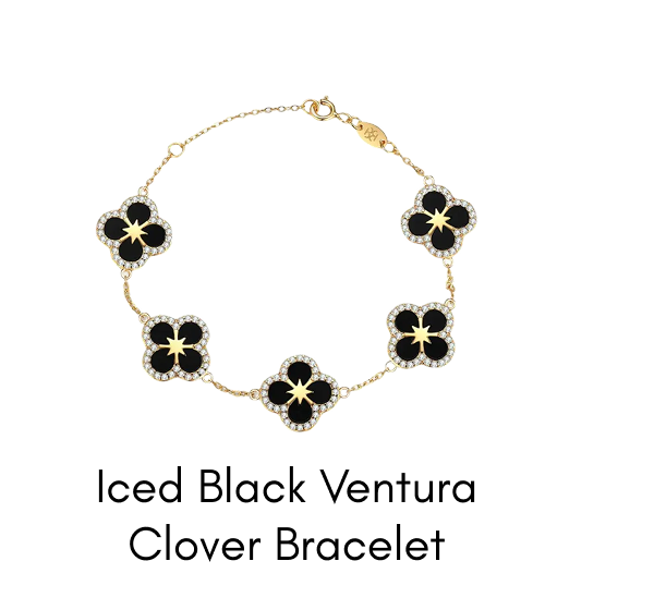 Iced Black Ventura Clover Bracelet