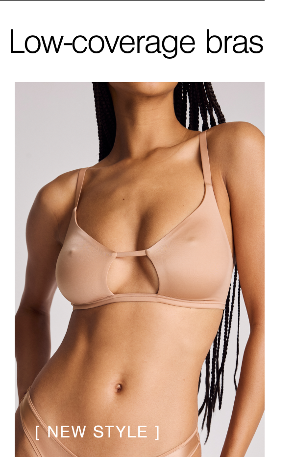 Featuring the Glacé Cutout Bra in Buff. 