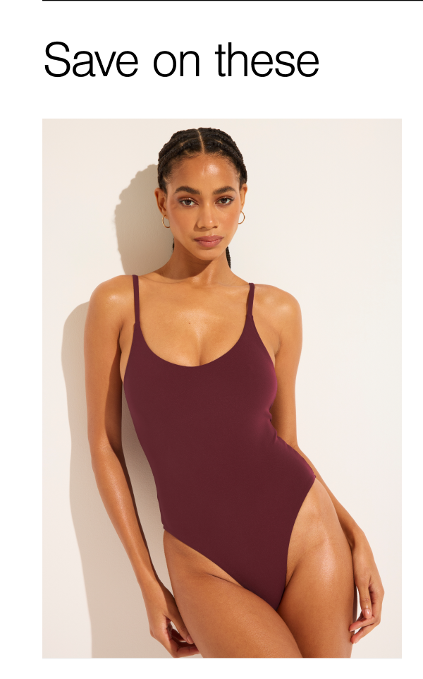 Featuring the Swim Strappy One-Piece in Garnet.