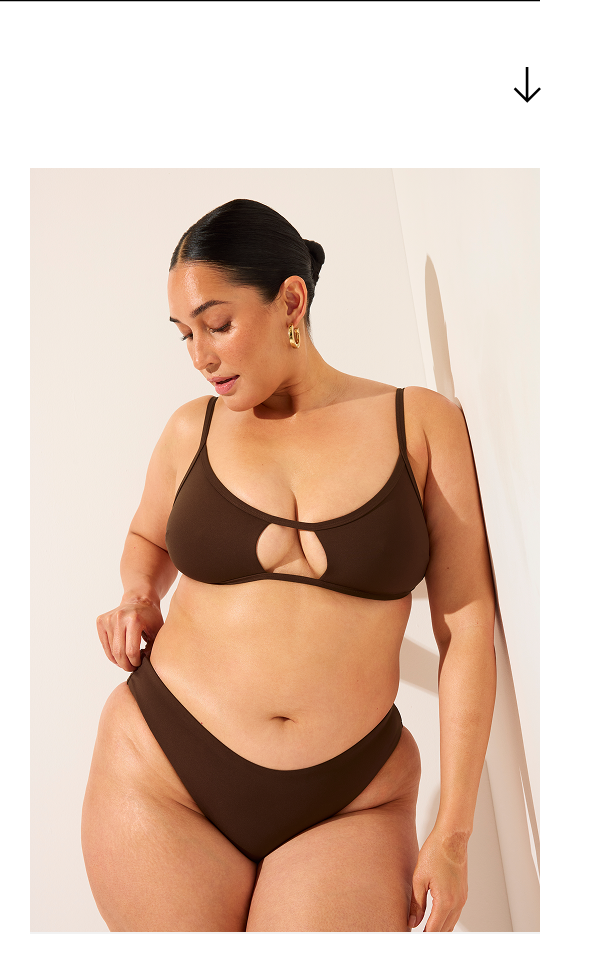 Featuring the Swim Cutout Top and Scoop Brief in Espresso.