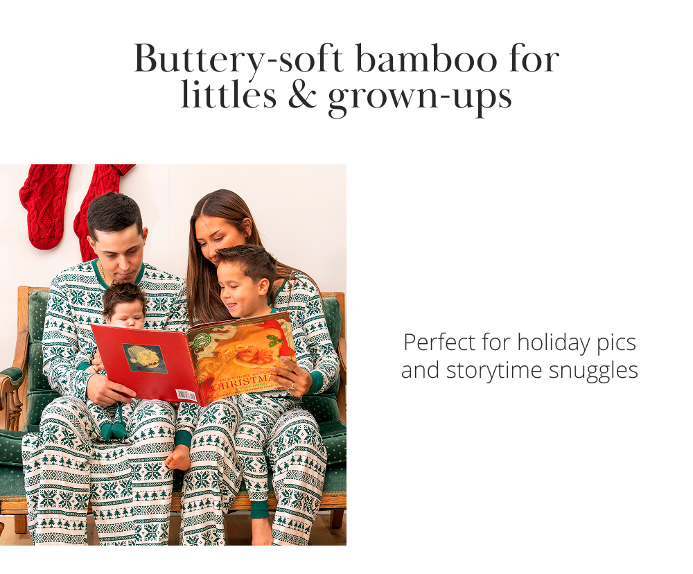 Buttery-soft bamboo for littles & grown-ups Perfect for holiday pics and storytime snuggles