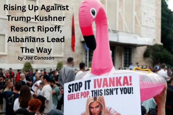 Protesters in Tirana, Albania mock Ivanka
