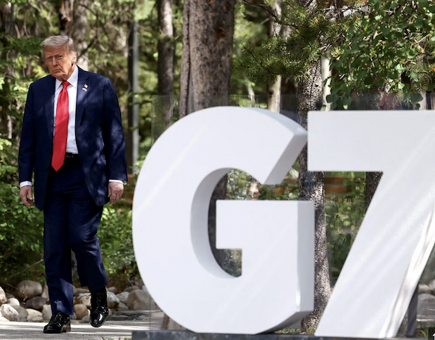 Donald Trump leaves 2025 G-7 summit