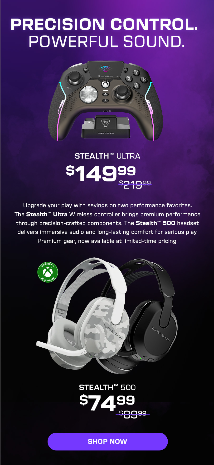 Lock in Savings on Stealth™ Ultra Wireless controllers and Stealth™ 500 headsets
