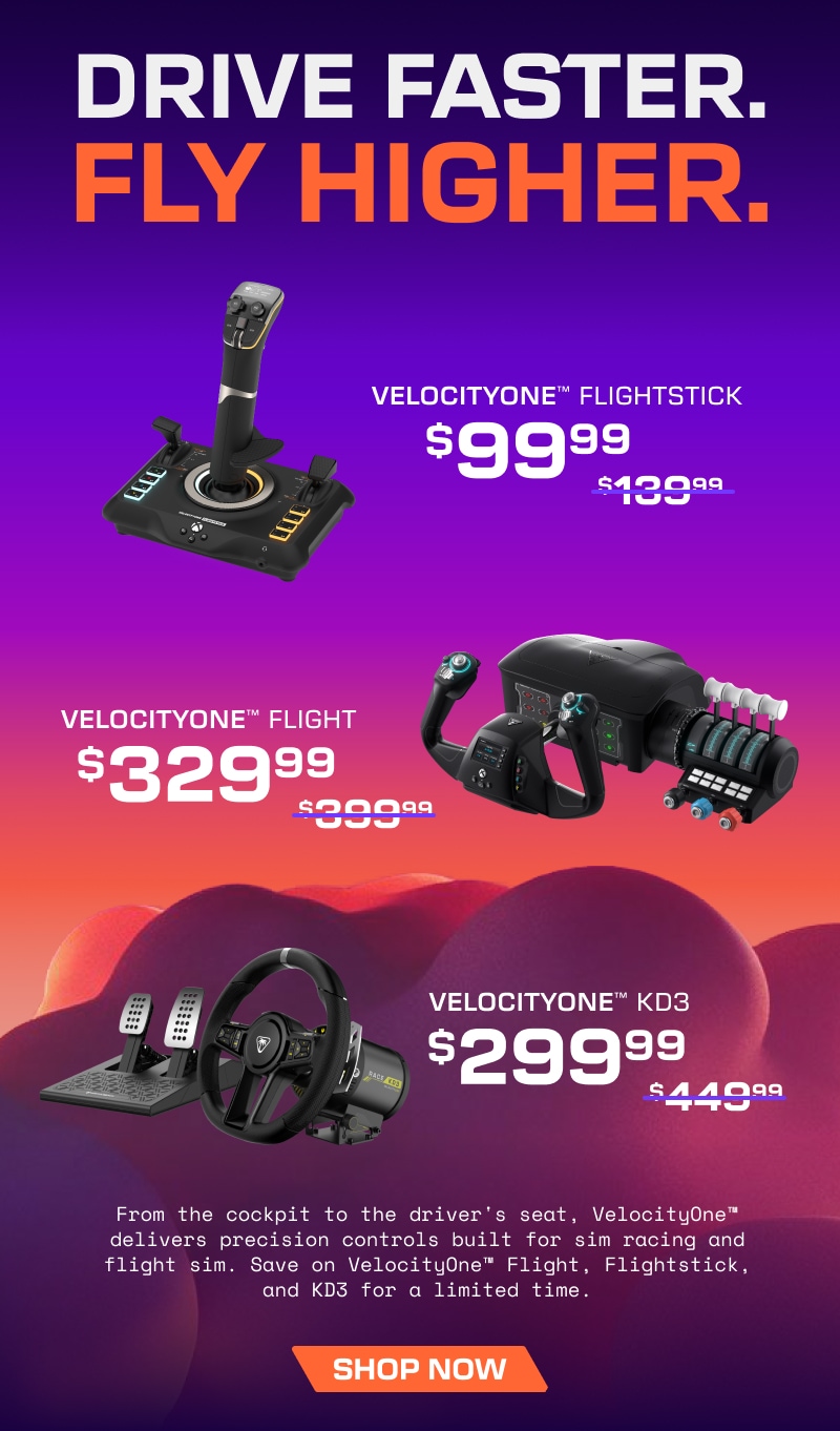 Save Up To $150 on VelocityOne™ Flight & Racing Gear