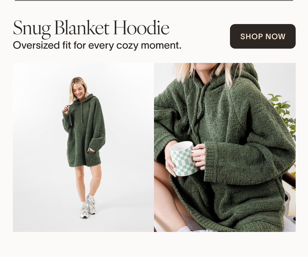 Snug Blanket Hoodie Oversized fit for lounging, road trips, or the chilly nights to come.
