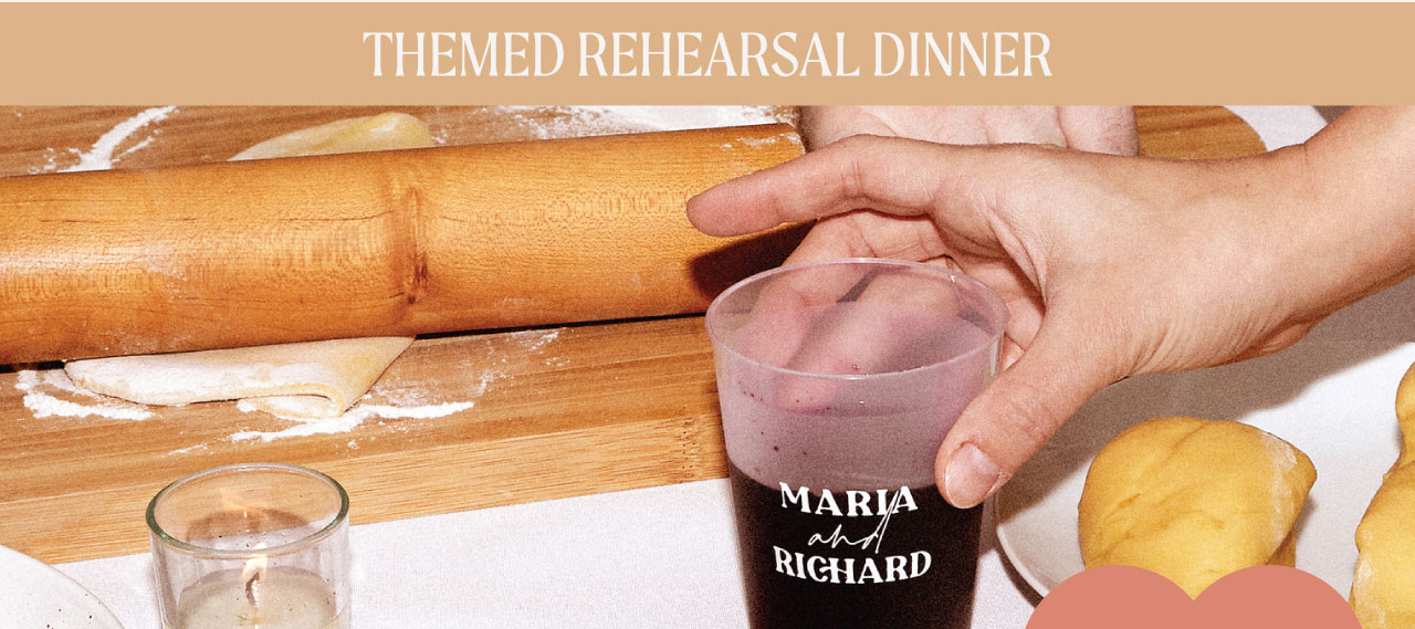 Themed Rehearsal Dinner | Pasta Party Cup Design with napkins and matches | shop now
