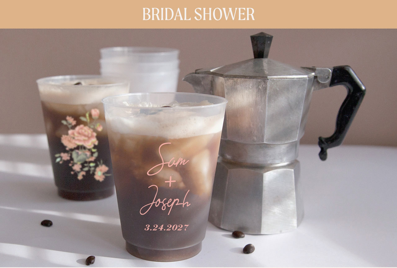 Bridal Shower | Colorful Cup with Floral Design in Coffee Bar Setting