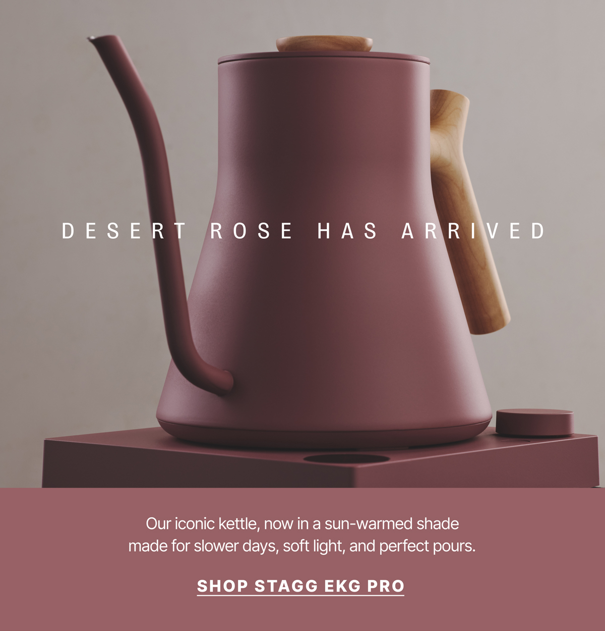 Desert Rose has arrived: our iconic kettle, now in a sun warmed shade made for slower days, soft light and perfect pours. Shop now