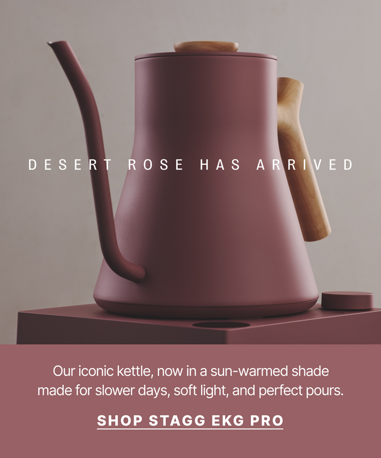 Desert Rose has arrived: our iconic kettle, now in a sun warmed shade made for slower days, soft light and perfect pours. Shop now