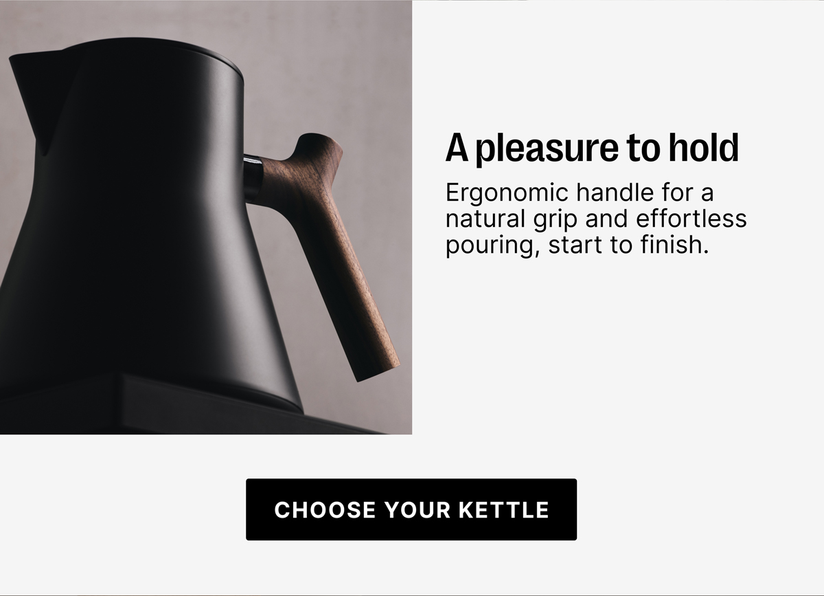 A pleasure to hold - ergonomic handle for natural grip and effortless pouring - choose your kettle