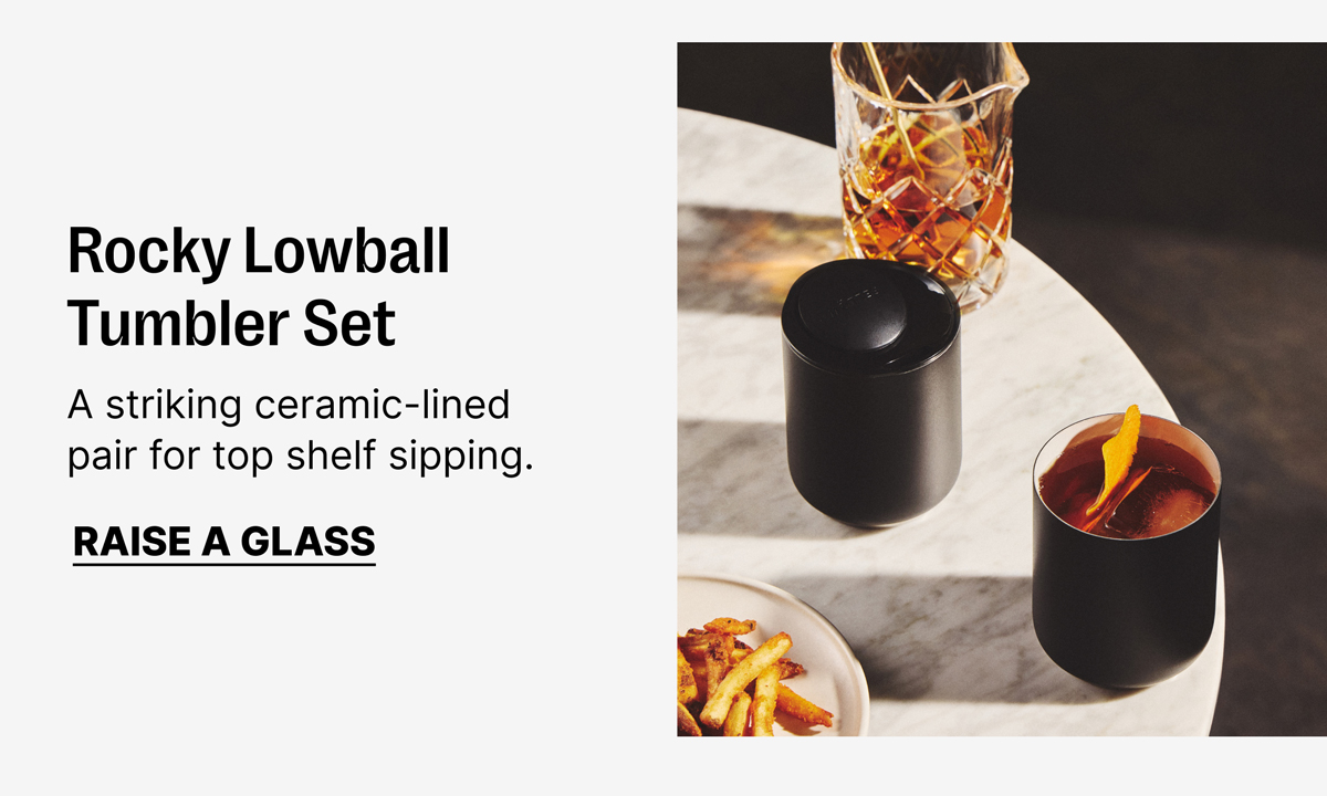Rocky Lowball Tumbler Set. A Striking ceramic-lined pair for top shelf sipping - Raise A Glass