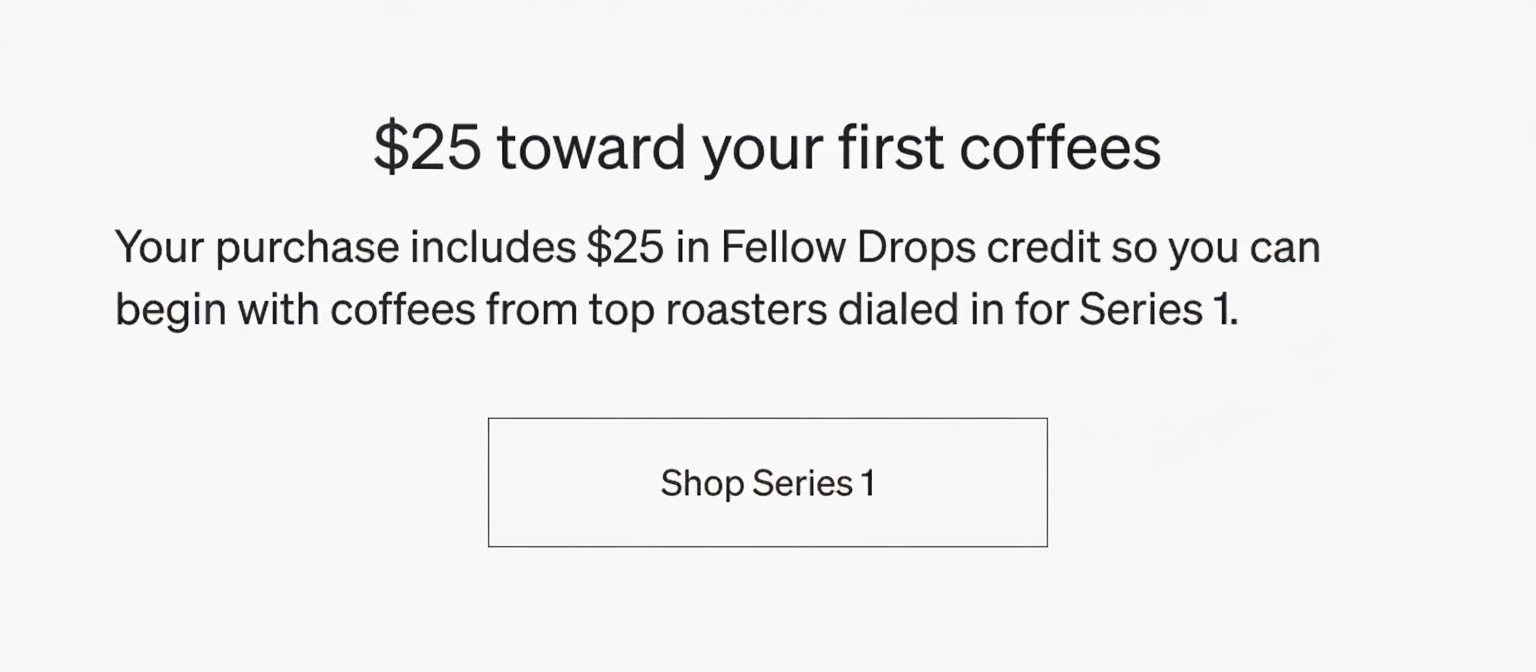 an image of a sign that says $ 25 toward your first coffee