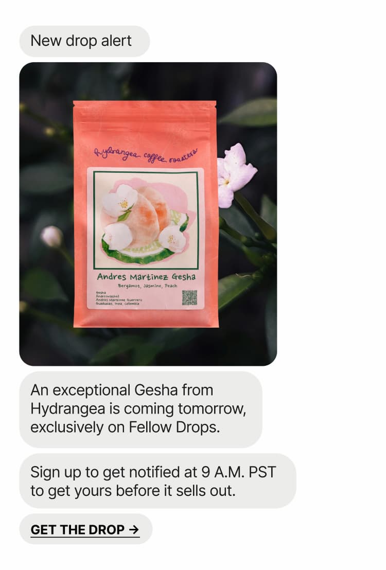 New Drop Alert: An exceptional Gesha from Hydrangea, coming tomorrow on Fellow Drops