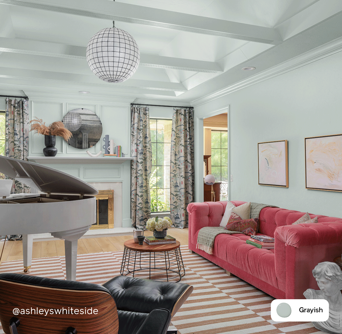 Gif of home office, laundry room and living room painted Grayish