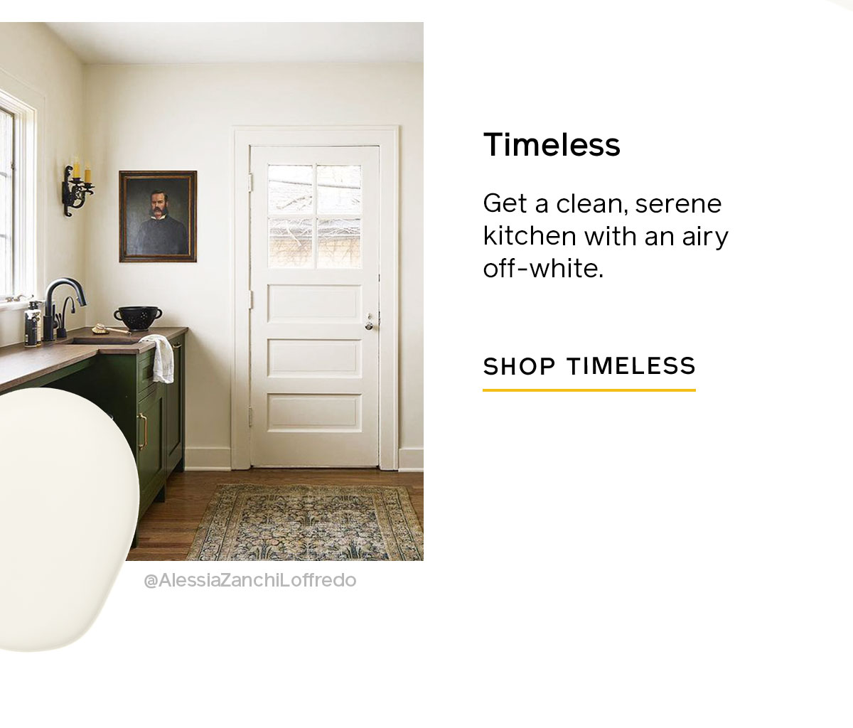 The color Timeless, perfect for a clean, serene kitchen.