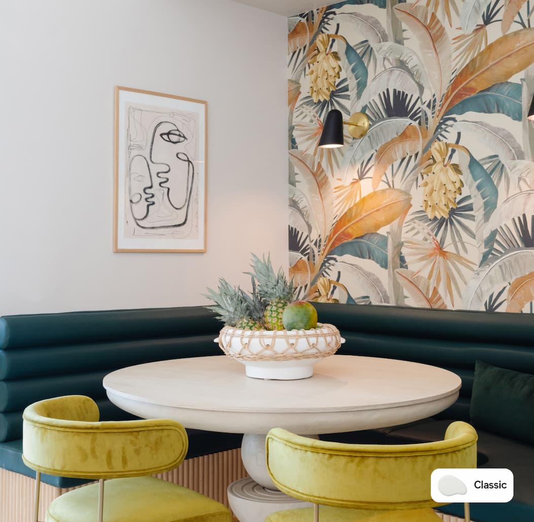 Dining nook featuring Classic paint color