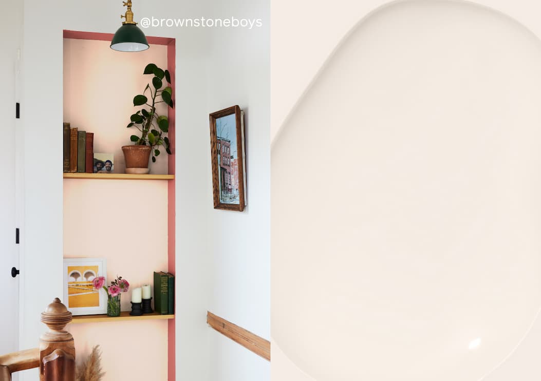 Bookshelf niche painted with Wing It