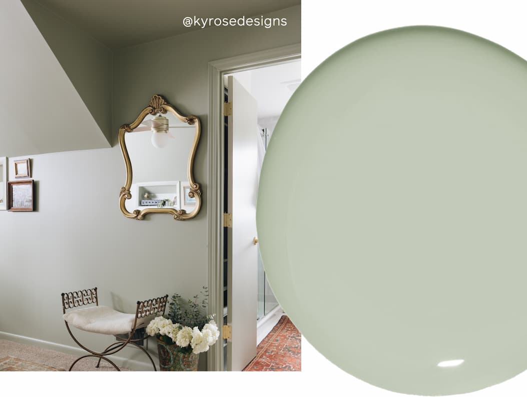 Bedroom color drenched in paint color Dirty Martini