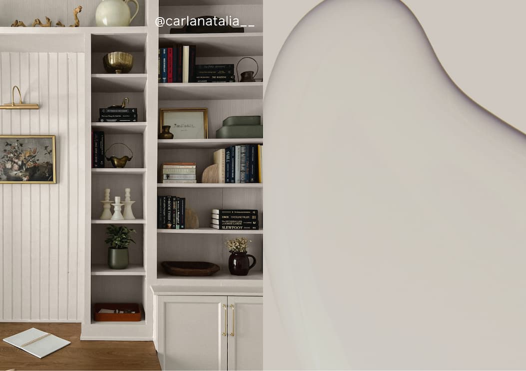 Built in desk/bookcase painted in Beigeing