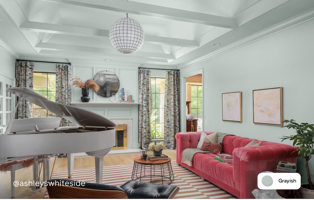 Living room color drenched in Grayish