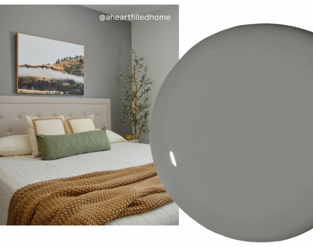 Accent wall in bedroom painted in Shade