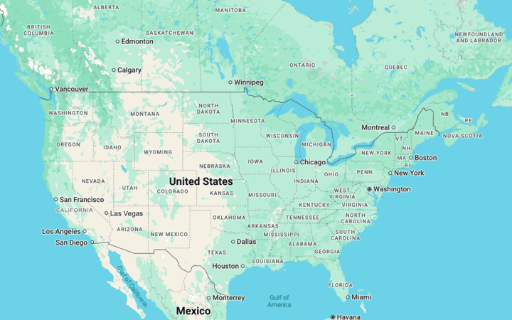 Map of the United States depicting reach of Neighborhood Forest initatives 