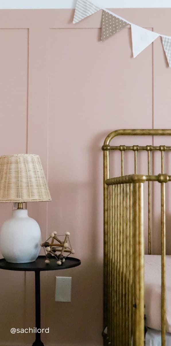 Nursery featuring dusty rose paint color Meet Cute