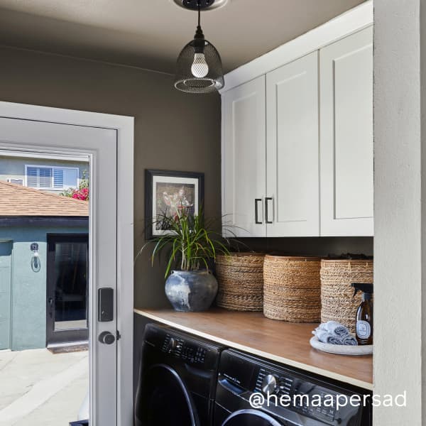 Laundry room color drenched in Dirty Chai paint color Laundry room color drenched in Dirty Chai paint color
